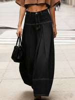 Casual Loose-fitting 100% Cotton Wide-leg Jeans