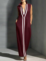 Women's Stand-collar Sleeveless Casual Loose Cotton And Linen Dress