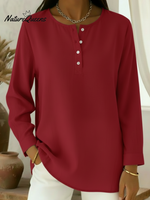 Casual Henley Collar Cotton And Linen Shirt