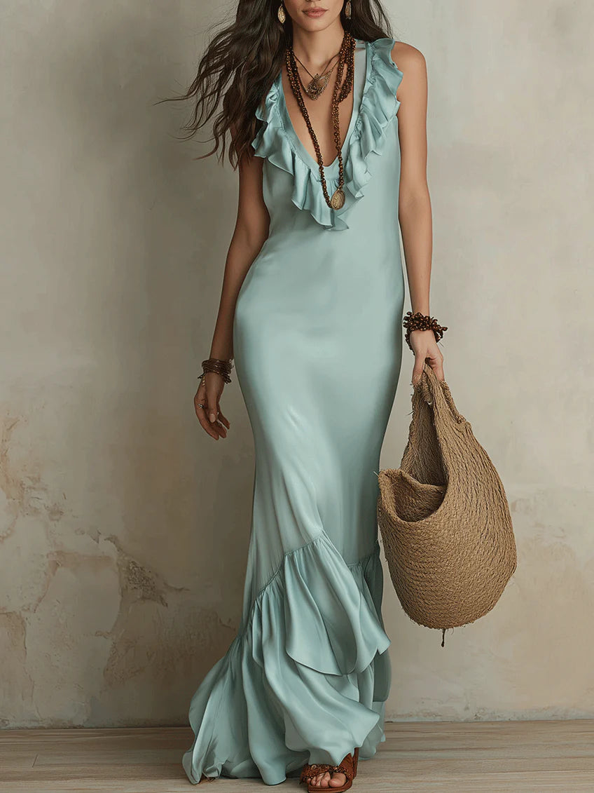 Women's Elegant Ruffled Maxi Dress