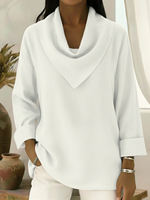 Retro Style Triangular Collar Cotton And Linen Top