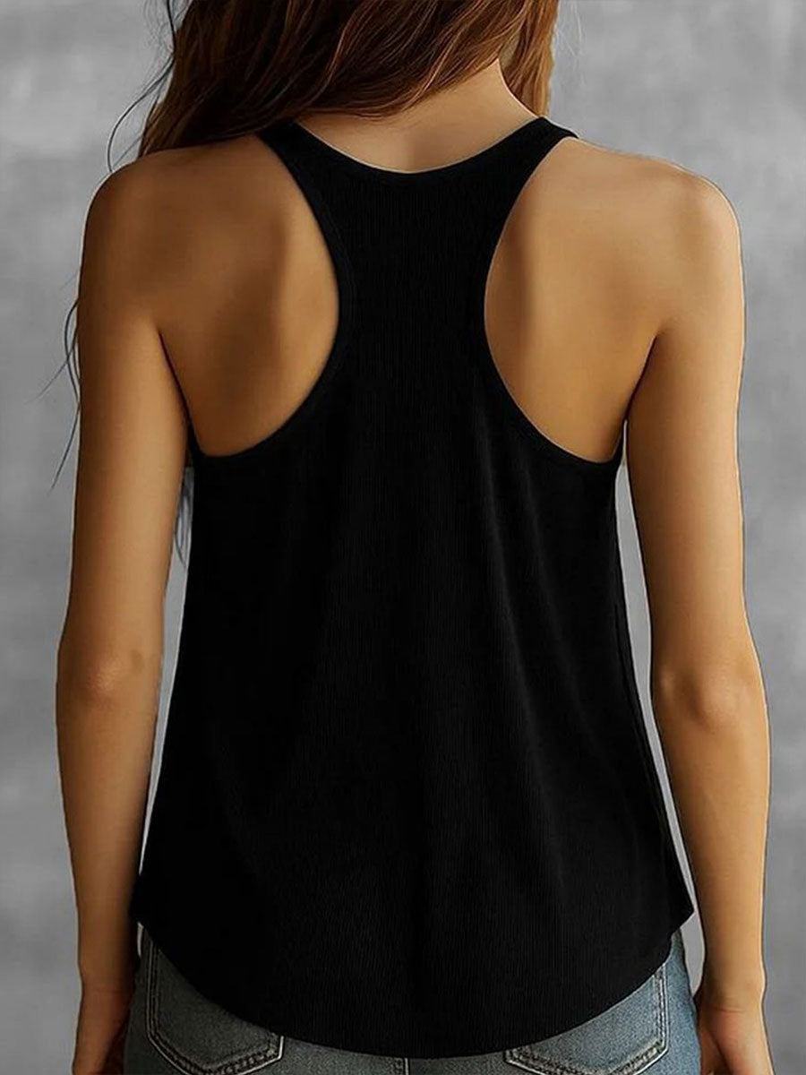 Women's Casual Solid-color Spaghetti Strap Tank Top
