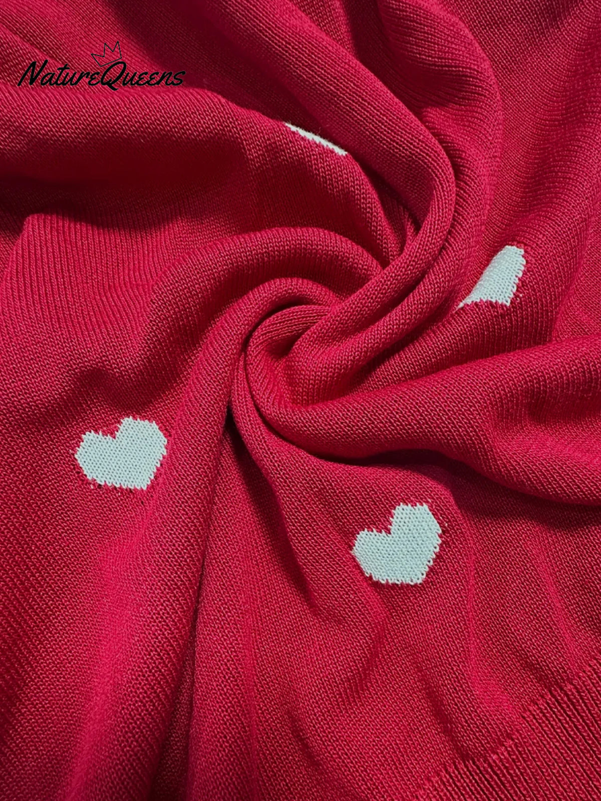 Women's Valentine's Day Heart Jacquard V-neck Long-sleeved Knit Sweater