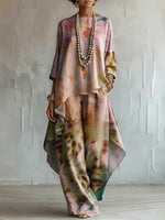 Elegant Artistic Floral Print Two-piece Set