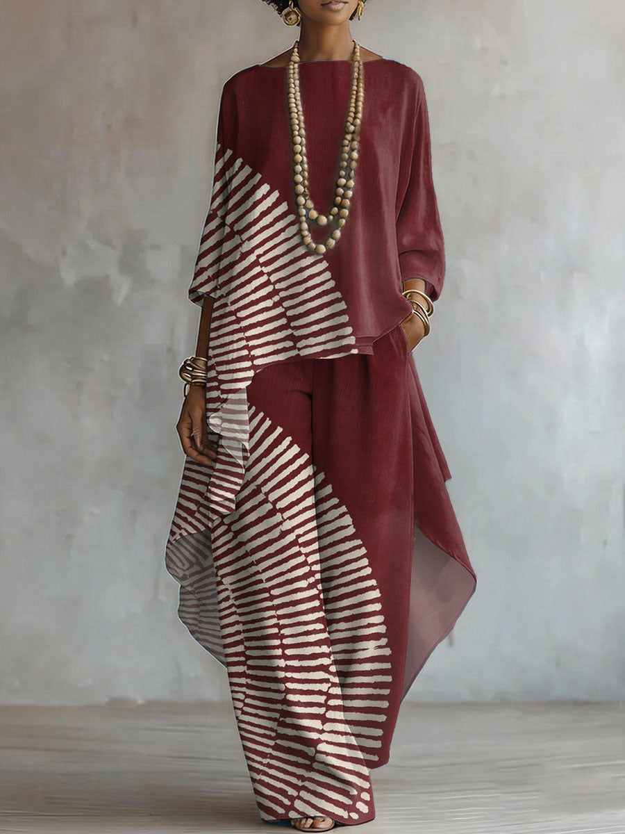 Elegant Retro Geometry Print Two-piece Set