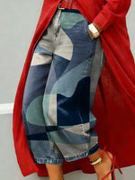 Colorful Geometric Pattern Women's Denim Pants