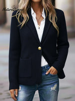 Women's Casual Metal Button Knit Cardigan Jacket
