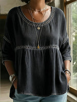 Casual Webbing Denim Top