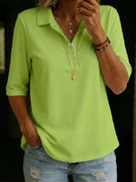 Casual Cozy Polo Collar 100% Cotton Half-sleeve T-shirt