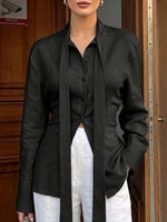 Women's Ribbon Cardigan Cotton Linen Top