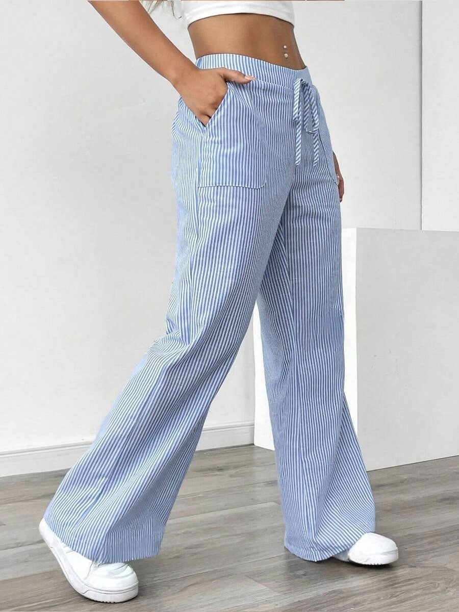 Women's Casual Striped Loose Wide-leg Trousers