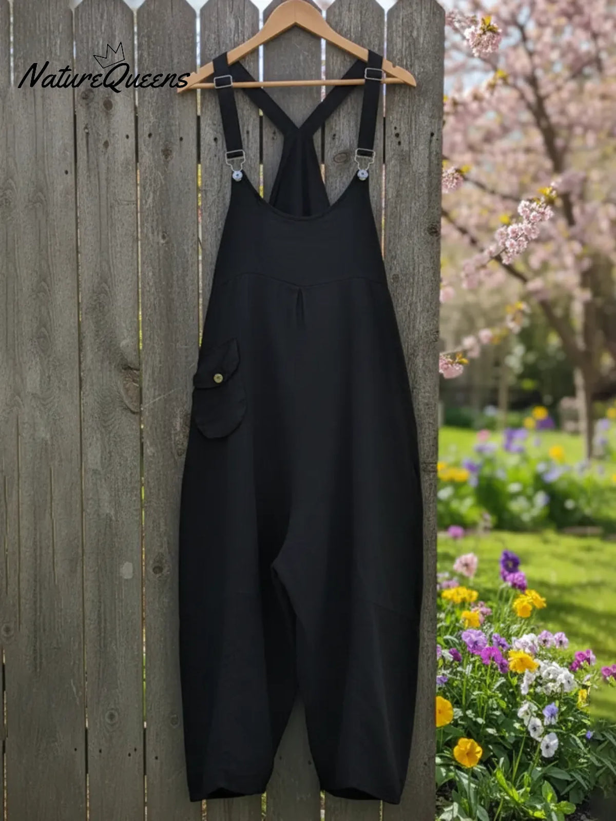 Cozy Solid Color Loose Wide-leg Linen Overalls Jumpsuit