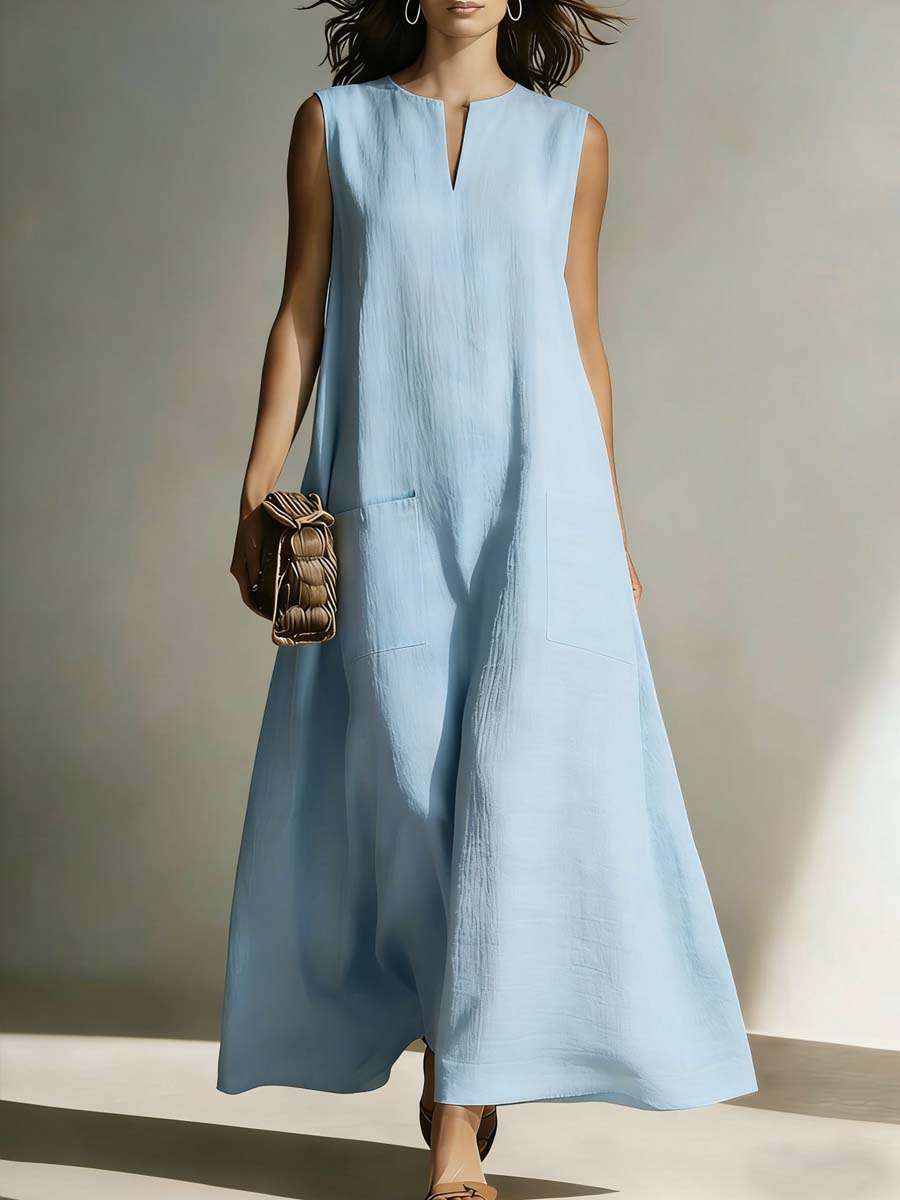 Women's Casual Simple Cotton And Linen Dress