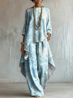 Elegant Artistic Ink-splatter Print Two-piece Set