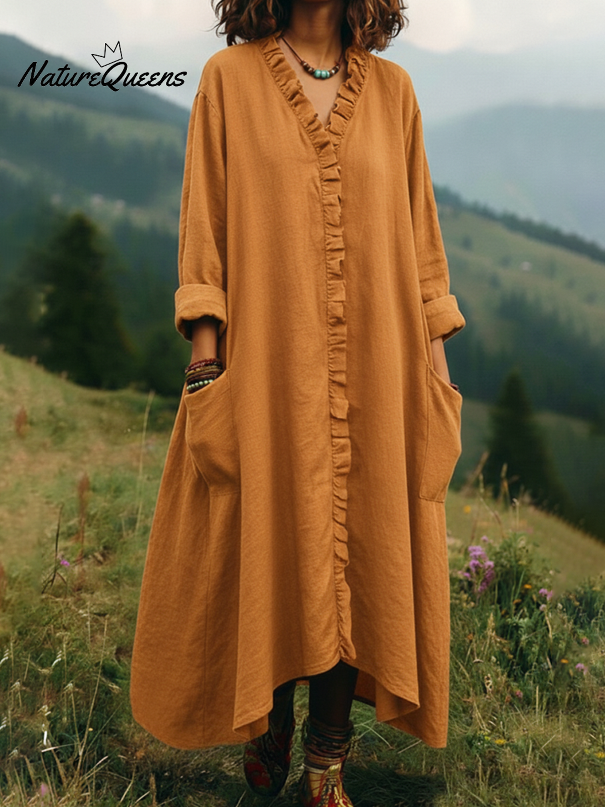 Vintage Lace V-neck Irregular Hem Dress