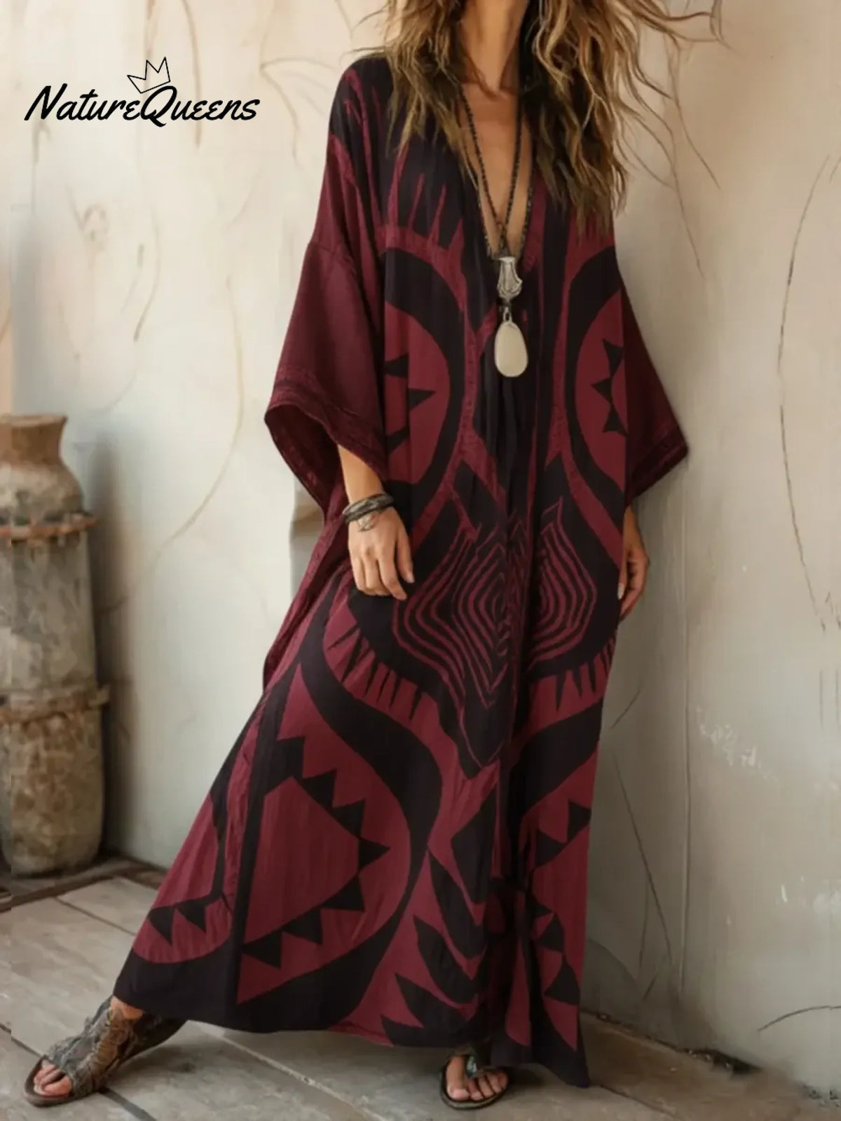 Women's Geometric Print Long Vacation Dress