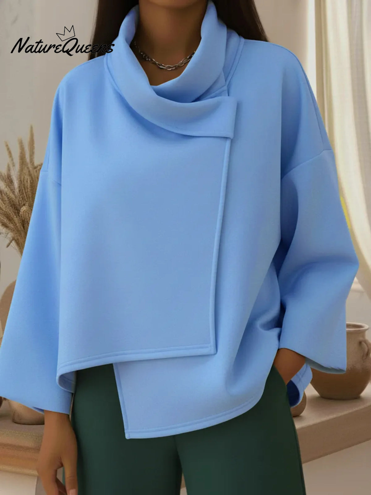 Elegant Cowl Collar Irregular Hem Jacket Cardigan