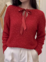 Women's Sparkling Tie-front Pullover Sweater