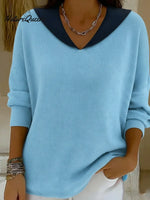 Retro Sailor Collar Color-blocked Sweater