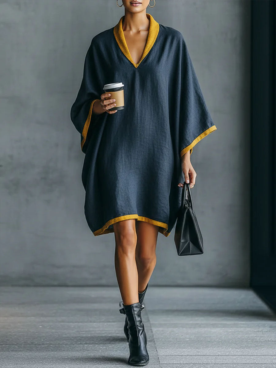Women's Color-block Casual V-neck Dress