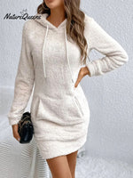 Women's Solid Color Casual Drawstring Pocket Dress