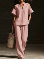 Elegant Off-the-shoulder Top And Wide-leg Pants Two-piece Set