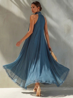 Elegant Vacation Party Mock-neck Chiffon Dress