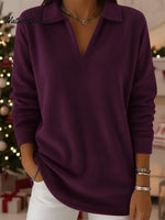 Retro Christmas Polo Collar Velvet Pullover