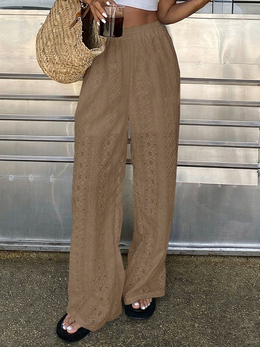 Women's Openwork Embroidered Casual Pants