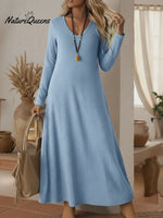 Cozy Basic Casual V-neck Solid Color Knit Dress