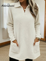 Cozy Polo-neck Coral Fleece Sweatshirt