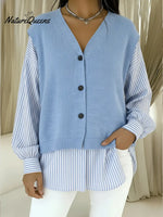 Women's Casual Knit Striped Cardigan