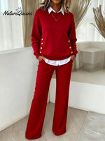 Women's Comfortable Pullover Sweater And Pants Two-piece Set
