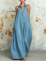 Stylish & Casual Sleeveless Denim Maxi Dress