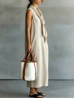 Women's Minimalist Cotton And Linen Sleeveless Dress