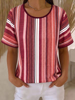 Cozy Artistic Striped Cotton-linen Shirt Blouse