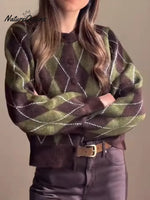 Women's Classic Diamond Pattern Cardigan