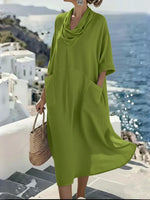 Women's Linen And Cotton Pocket Dress