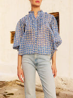 Women's Floral Ruffled Art Casual Stylish Cotton Linen Shirt