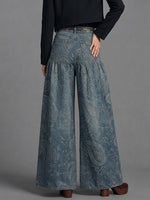 Retro Paisley-print Wide-leg Jeans