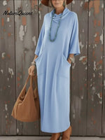 Cozy Cowl Collar Loose Pocket Knit Dress