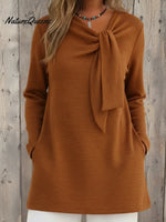 Elegant Tie-ribbon A-line Knit Sweater Top