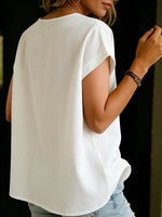 Women's Round Neck Short-sleeve Linen Cotton Top