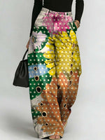 Women's Floral Art Print Casual Stylish Hollow Denim Pants