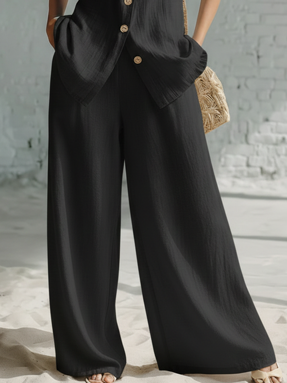 Casual Loose-fitting Cotton Linen Wide-leg Pant