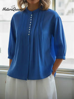 Women's Linen And Cotton Pleated Shirt