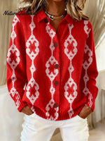 Women's Vintage Abstract Geometry Art Print Casual Sweater