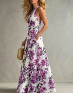 Vestido sin mangas de talle alto con estampado para mujer