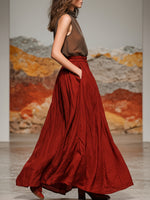 Women's Fashion Casual Set: Sleeveless Chiffon Top And Pure Cotton Skirt