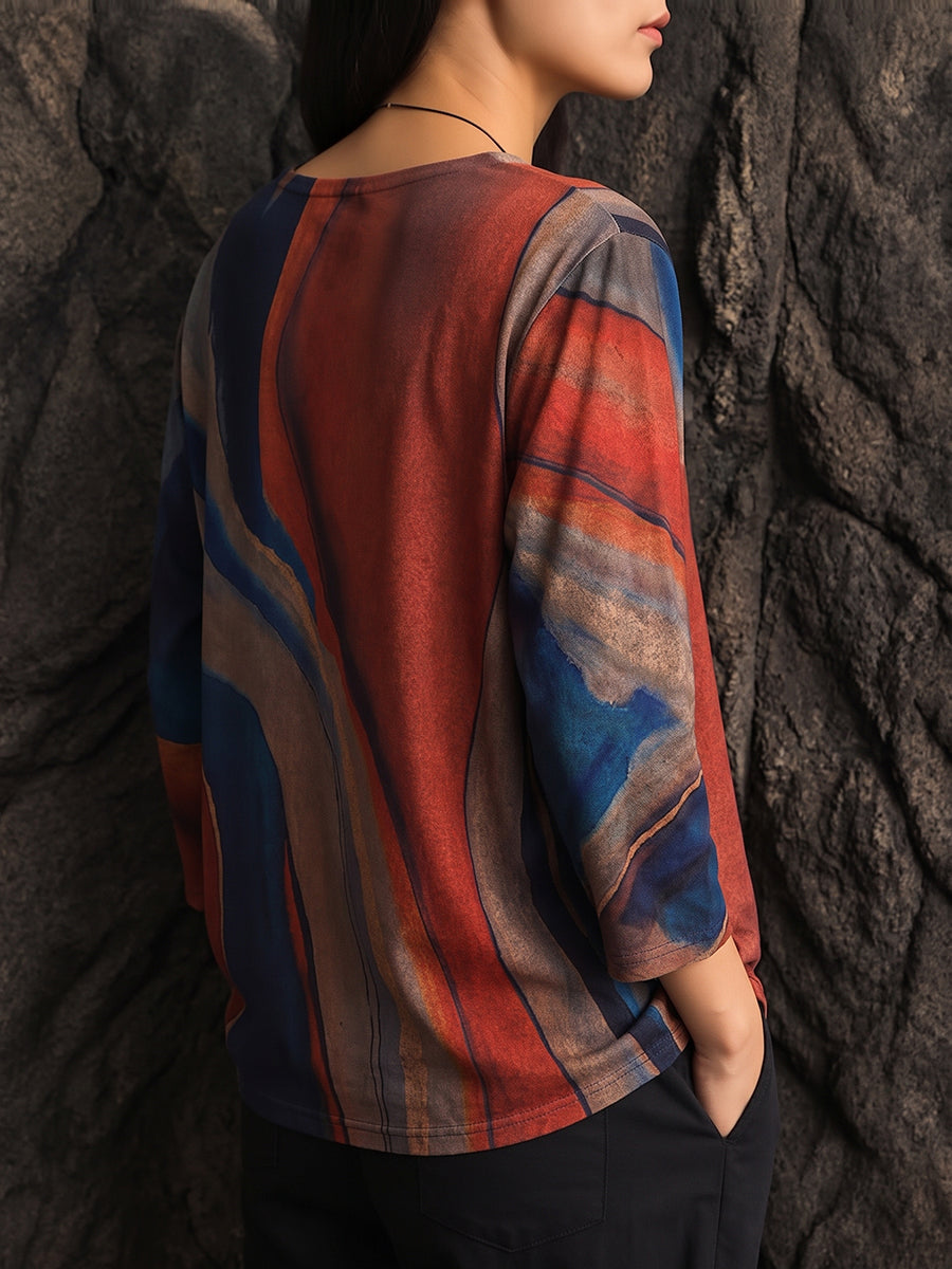 Artistic Abstract Swirl Print Top